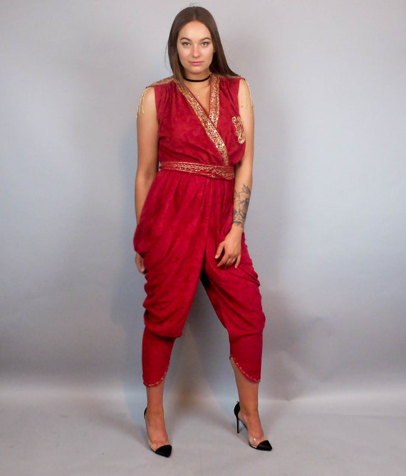 70s Vintage Oriental Style Harem Pants Boho Overa… - image 2