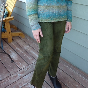 Brandon Thomas Moss Green Suede Lined Jeans Pants Size 4