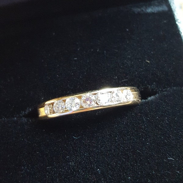 Stunning Diamond 14K Yellow Gold Anniversary Wedding Stacker Ring