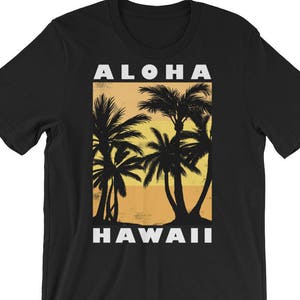 Aloha Beaches Hawaii T-Shirt Vintage Palms Shirt Vacation Gift image 1