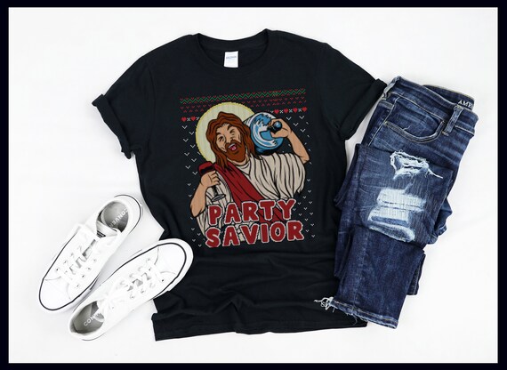 Party Retter Jesus Christus Santa Beer Ugly Christmas Sweater - Etsy.de