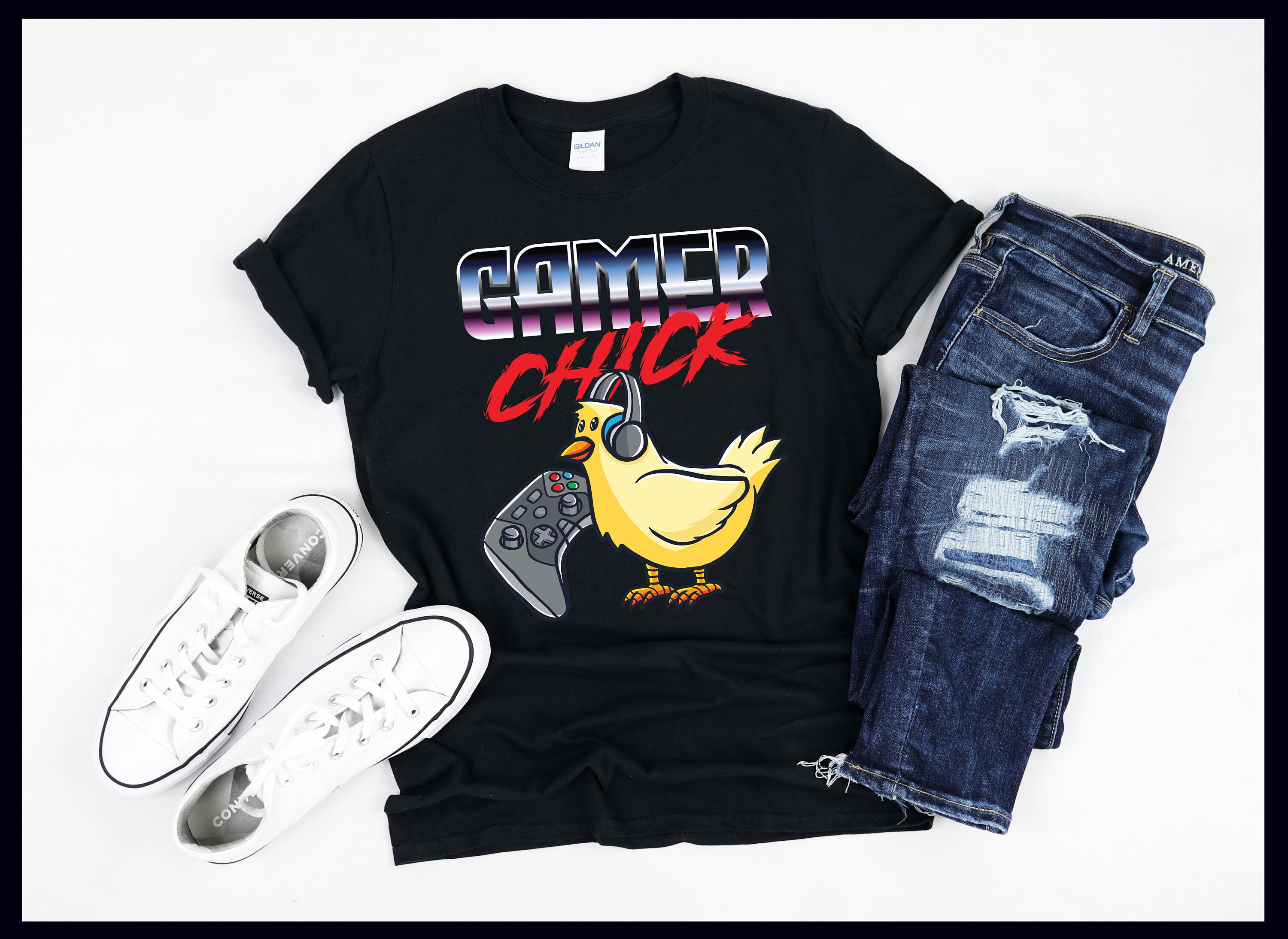 Gamer Chick Vintage Retro 80s 90s Synthwave Music Pc Etsy