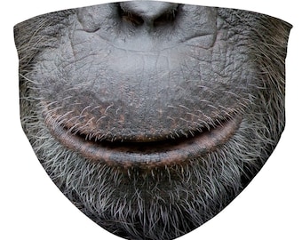 Chimp Face | Monkey | Chimpanzee | Jungle | Wild Animal | Africa | Zoo | Sublimation Face Mask | Mouth Nose Cover | Reusable Washable Mask