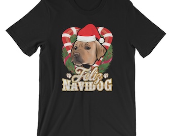 Labrador Feliz Navidog T-Shirt Dog With Santa Claus Hat Christmas Tee Unisex Women Men Kids Holiday Gift Idea