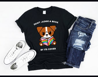 Don't Judge A Book By Its Cover Reading | Jack Russell Terrier | Dog | Dogs | Gothic Emo| T-Shirt | Tank Top | Sweatshirt | Hoodie