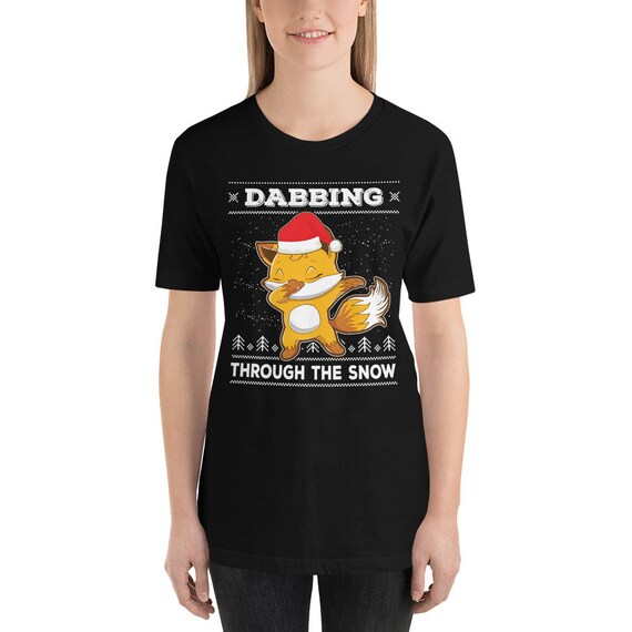 Dabbing Fox With Santa Claus Hat T shirt Ugly Christmas Sweater Foxy Dab Dance Tee Unisex Women Men Kids Holiday Gift Idea Fox Lover Etsy