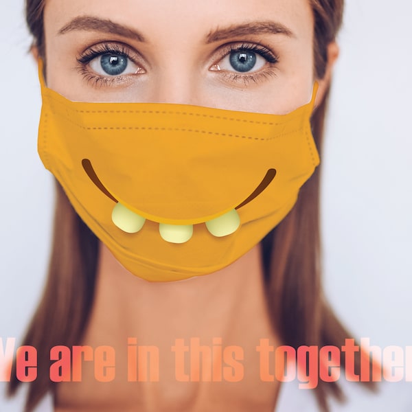 Emoji Laughing | LOL | Happy | Smile | Emoticon | Funny Yellow Emojis | Sublimation Face Mask | Mouth Nose Cover | Reusable Washable Mask