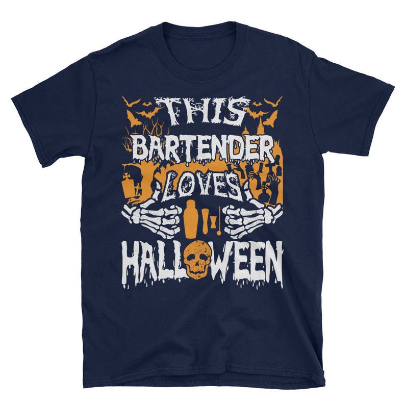 This Bartender Loves Halloween UNISEX T-Shirt Gift for Barkeeper image 2