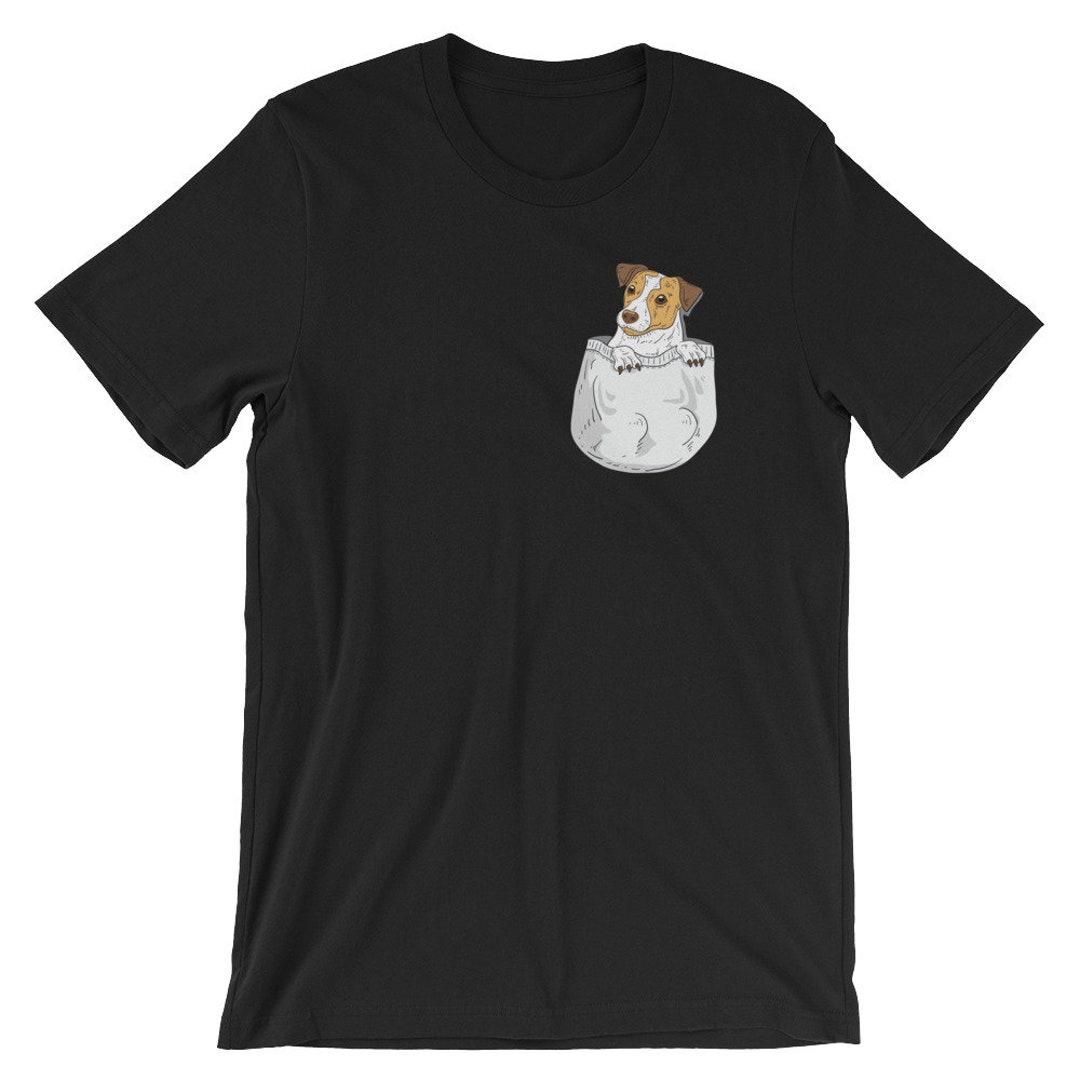 puppy in pocket t shirt
