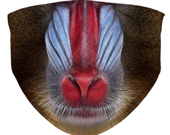 Mandrill Face | Monkey | Ape | Jungle | Wild Animal | Africa | Zoo | Sublimation Face Mask | Mouth Nose Cover | Reusable Washable Mask