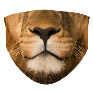 Lion Face Big Cat Wild Animal Africa Zoo Sublimation Face Mask Mouth Nose Cover Reusable Washable Mask image 1