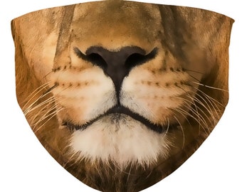 Lion Face | Big Cat | Wild Animal | Africa | Zoo | Sublimation Face Mask | Mouth Nose Cover | Reusable Washable Mask