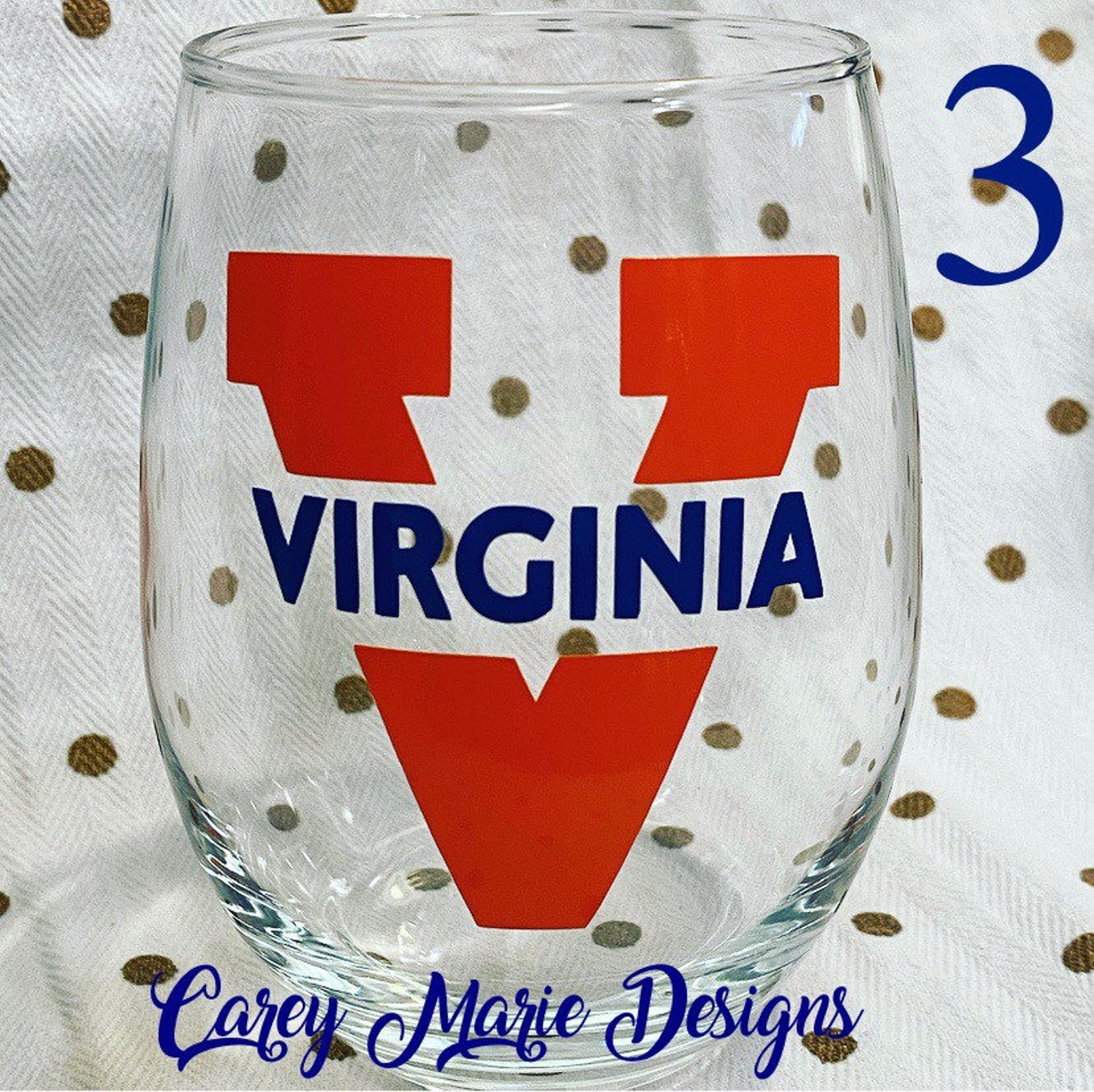 UVA Wine Glass Uva Wine Glass Wahoo Wahoo Gift Uva Gift Etsy