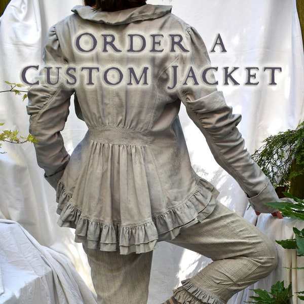 ORDER a CUSTOM  JACKET in vintage fabrics: linen or cotton damask. Steampunk, lagenlook, victorian / edwardian inspired natural eco clothing
