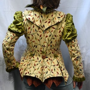 MADE to ORDER Tapestry & silk taffeta jackets. Tudor inspired renaissance doublet style tailcoat with puff sleeves, in Voyage Cervino fabric