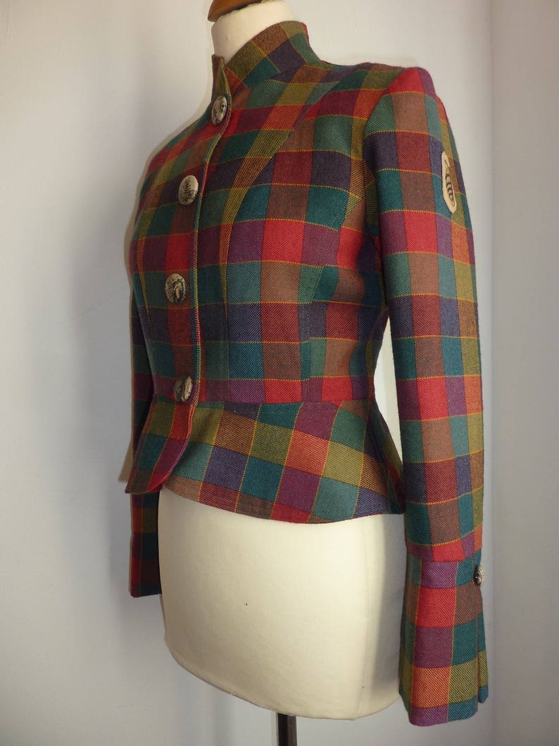 Tartan tweed steampunk jacket. Colourful worsted wool Scottish | Etsy