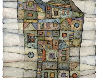 Digital download greeting card HOUSE original artwork