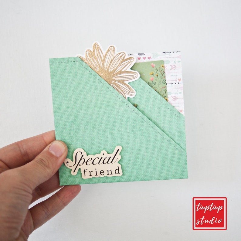 Friendship greeting card double pocket greeting card