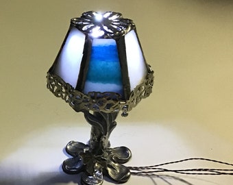 Dollhouse lamp, handcrafted stained glass