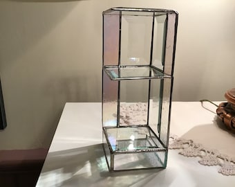 Keepsake Display  beveled stand handcrafted stained glass.