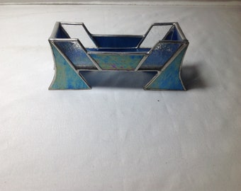 Handcrafted stained glass business card holder