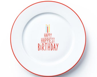 Minimalist Small Ceramic Birthday Plate–1st Birthday–Milestone Birthday–8" Smash Plate–Candle Design–Celebration Plate–Birthday Cake