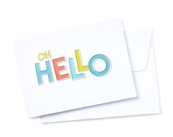 Cartes de correspondance minimalistes Hello, jolies cartes de vœux, lot de 10, enveloppe incluse, note personnelle pour toutes les occasions, cartes en vrac, intérieur vierge