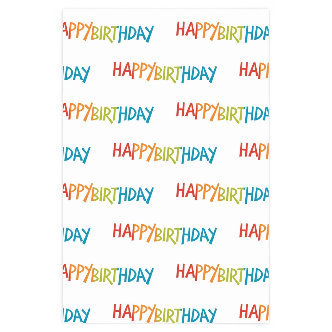 Rainbow Happy Birthday Wrapping Paper Etsy