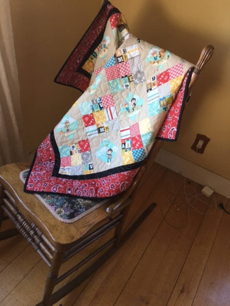 Baby Quilts Baby Nap Quilt Handmade Quilts Boys Quilts Baby Shower Quilt Quilts for Sale Girls Quilts CowboyGirl Quilt