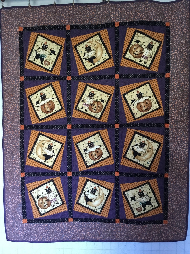Halloween Whimsical Cats Quilt Quilts for Sale Handmadecat Etsy