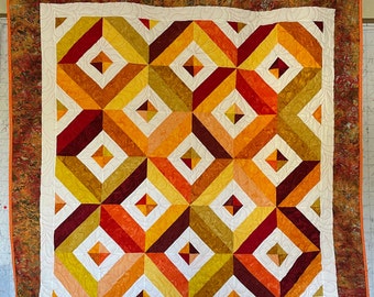 Orange/Yellow Quilt, Quilts for Sale Handmade,Handmade Quilts, Lap Quilts, Quilts as Gifts, Batik Quilts