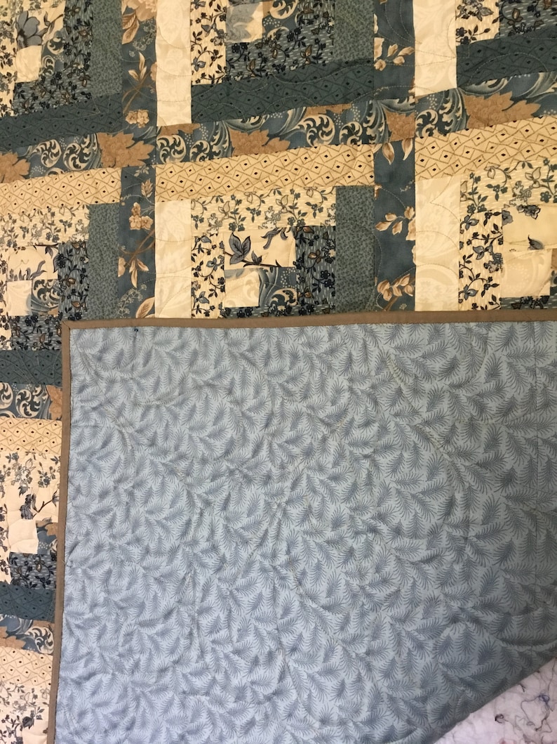 Quilts for Sale Quilts for Gifts Lap Quilts Mothers Day Quilt Log Cabin BluesIvory Quilt Handmade Quilts