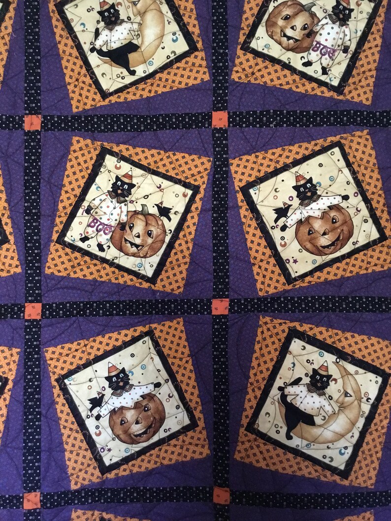 Halloween Whimsical Cats Quilt Quilts for Sale Handmadecat Etsy