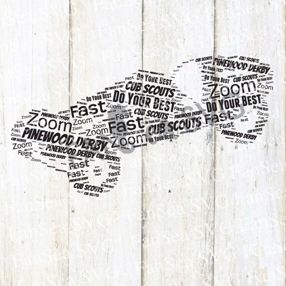 Pinewood Derby Car Words Cub Scout Svg Dxf Png Digital Cut Etsy