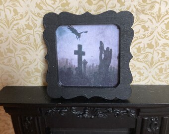 12 scale dolls house miniature gothic graveyard with angel and bird picture