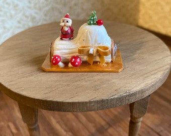 12 scale dolls house miniature Christmas Xmas cake log