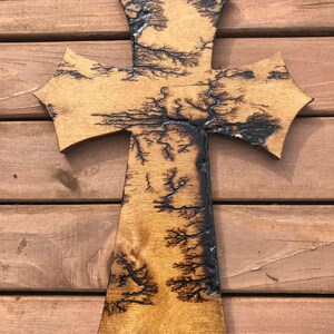 Painted and wood burned cross for sale on  $10 Plain wood crosses to  decorate also available at DIY greek