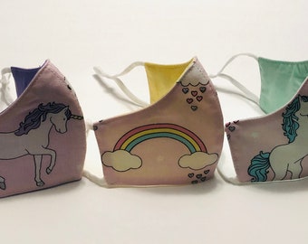 Reversible 3 Layer Face Masks with Adjustable Earloops- Kid's 3 Pack