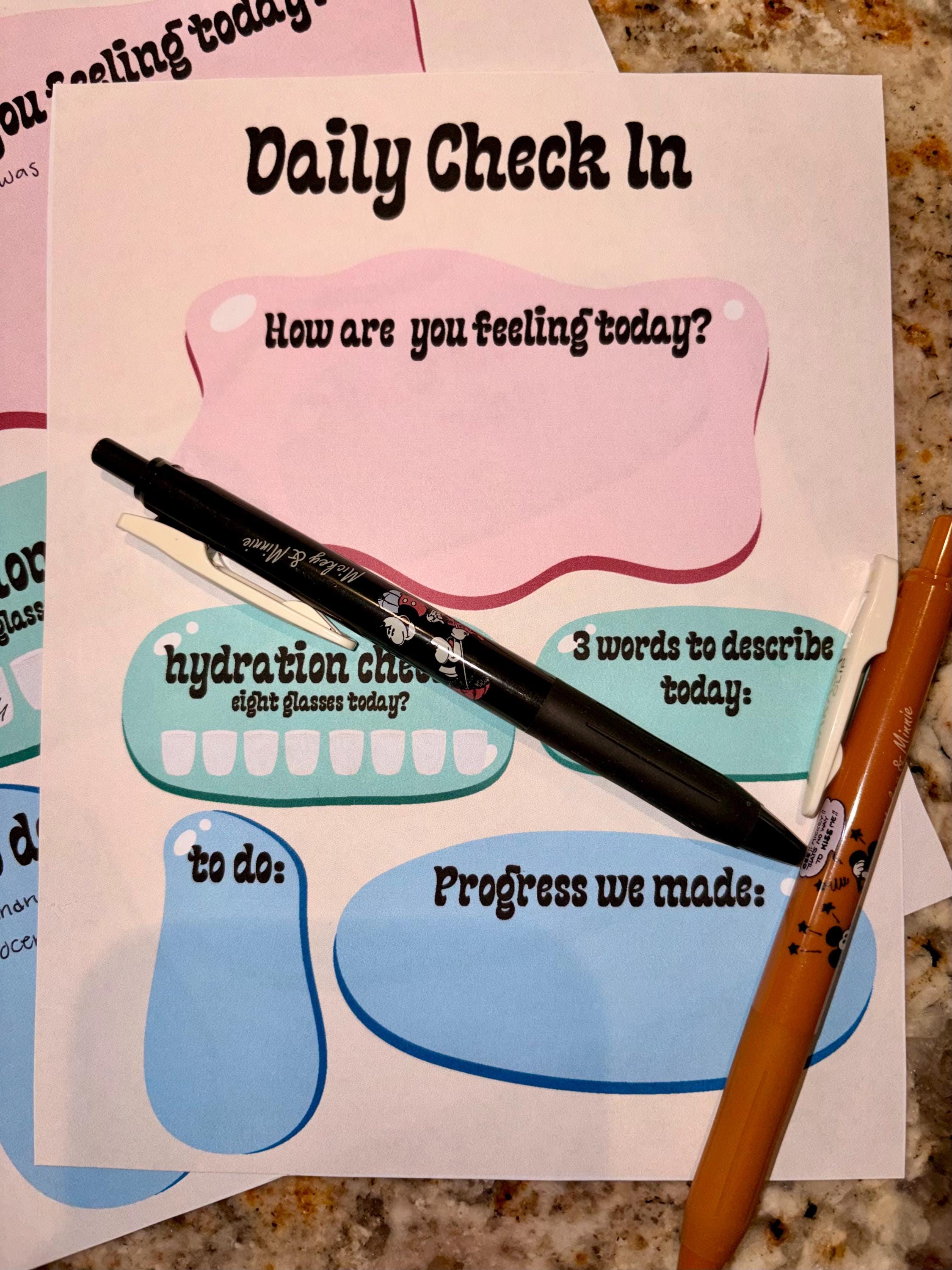 Daily Check in Template, Printable PDF File -daily Journaling Template ...