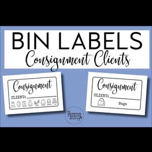 Bin Labels: Consignment Clients by Category (Organization for Online Resellers)