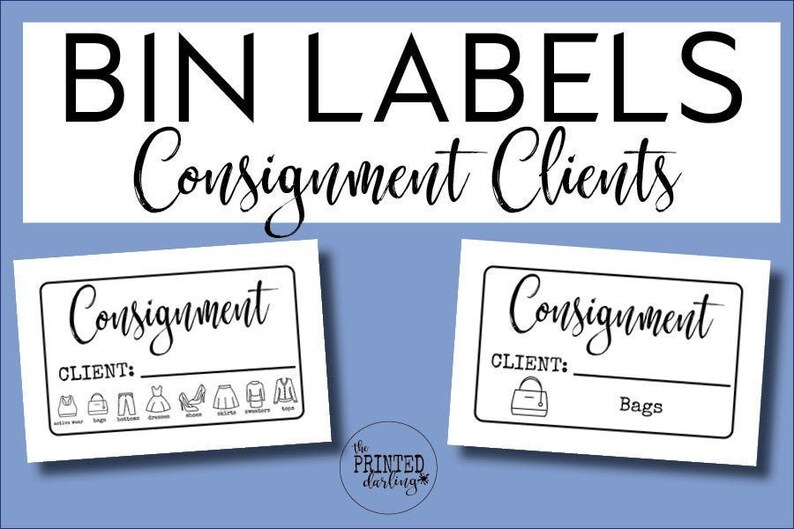 Bin Labels Consignment Clients by Category organization for Online