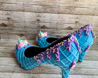 Pastel Ice Cream Heels Heels Pastel Goth Ice Cream Shoes Decoden Heels Size  Pastel Blue Shoes Ice Cream Pumps Pastel Shoes Lolita Heels