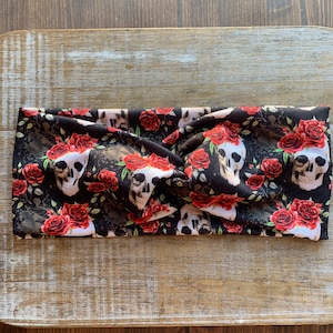 Stretch Skull Headbands Knotted Headbands Twist Headband Stretchy Soft Gothic Headband Halloween Headband Rockabilly Headwrap