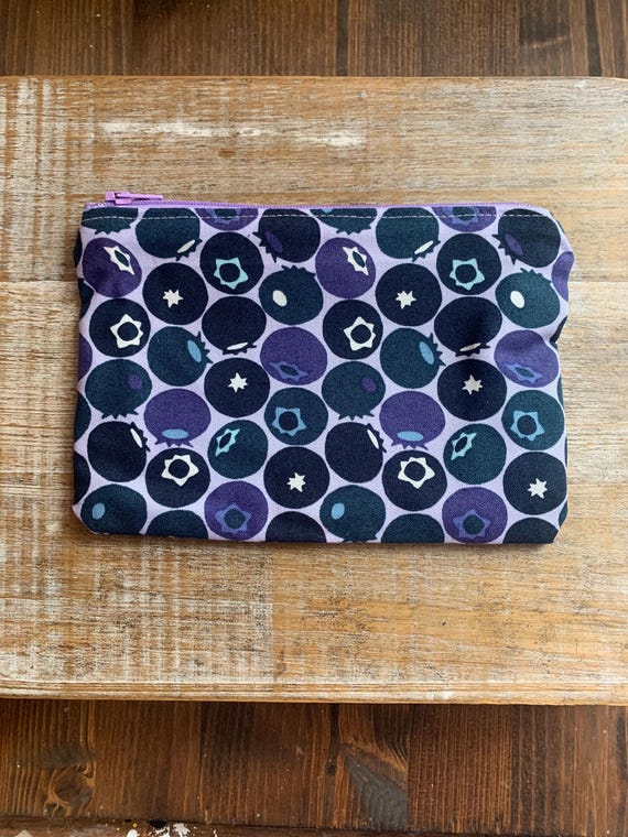 Blueberry Wallet Purse Hipster Bag Coin Purse Cosmetic Bag Blueberries Wallet ID Holder Fabric Wallet Blueberry Blue Zippered Bag Etsy