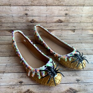 Vanilla Ice Cream Shoes Halloween Flats Womens Flats Size 7 Ice Cream Shoes Ice Cream Flats Gothabilly Spider Ice Cream Shoes