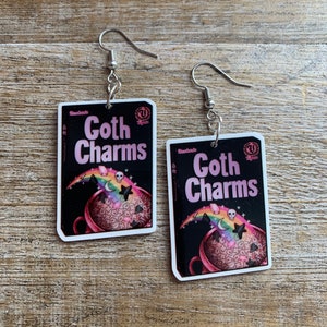 Cereal Earrings Goth Charms Black Dark Cereal Charms Goth Cereal Gift Gothic Earrings Goth Charms Clip On Earrings Cereal Ear Hangers Gauges