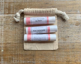 Pink Lemonade Lip Balm SET OF 3 Lemonade Lip Balm Summer Lip Care Pink Lemonade Chapstick Lip Balm Lip Tint Bundle Gift Set