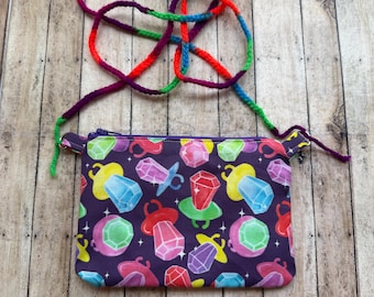 Bolso bandolera Candy Neon Rainbow multicolor, bolso Ring Candy Kidcore, bolso de tela único con cremallera, bolso bandolera pequeño, bolso colorido