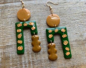 Pumpkin Pie Earrings Polymer Clay Earrings Pumpkin Pie Earrings Miniature Pie Earrings Kawaii Food Dessert Clip On Earrings Ear Hangers