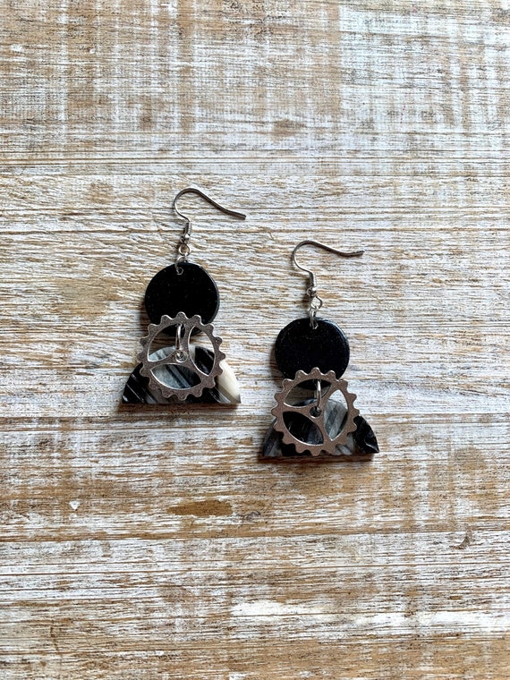 Boucles D'oreilles Pendantes Vintage Couture - Cristal Et Cuivre Doré Or 24 Carats - Occasion Bon état